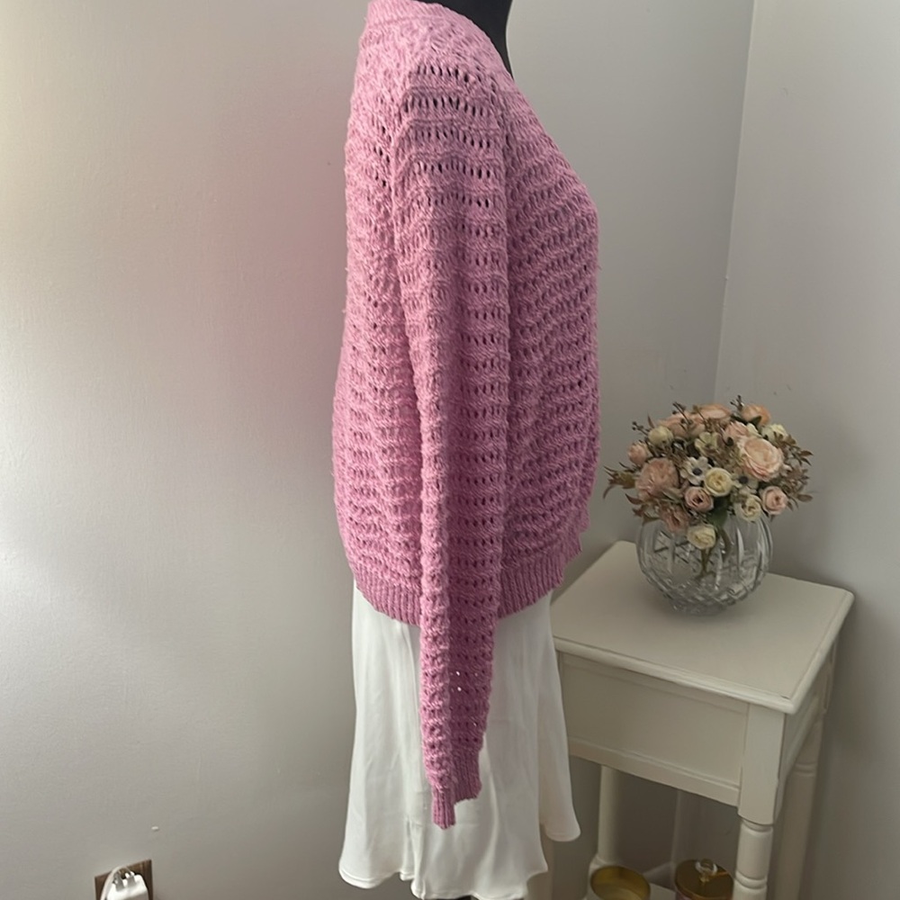 Pink Lulus Crochet Cardigan Sweater - Picture 3 of 8